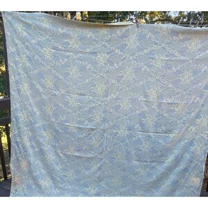 Jacquard Tablecloth Heavy Green Satin Cotton Fabric Stash Repurpose 87x95"